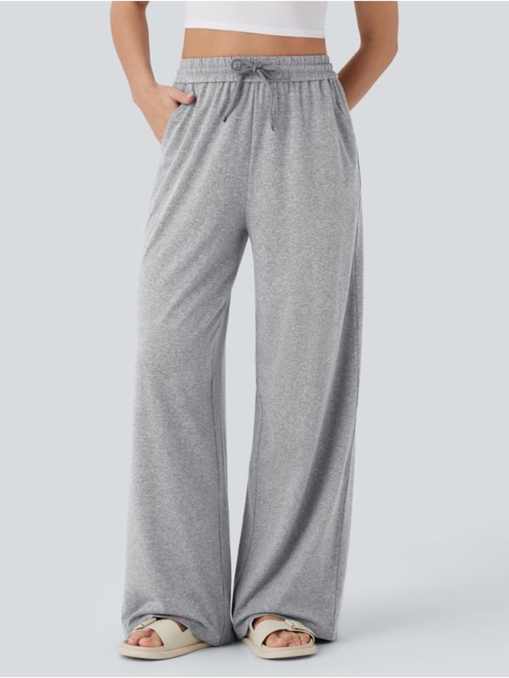 NWT Halara Women's Wide-Leg Lounge Pants in Grey! Large (12-14) NEW!